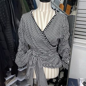 Zara Gingham Wrap Top